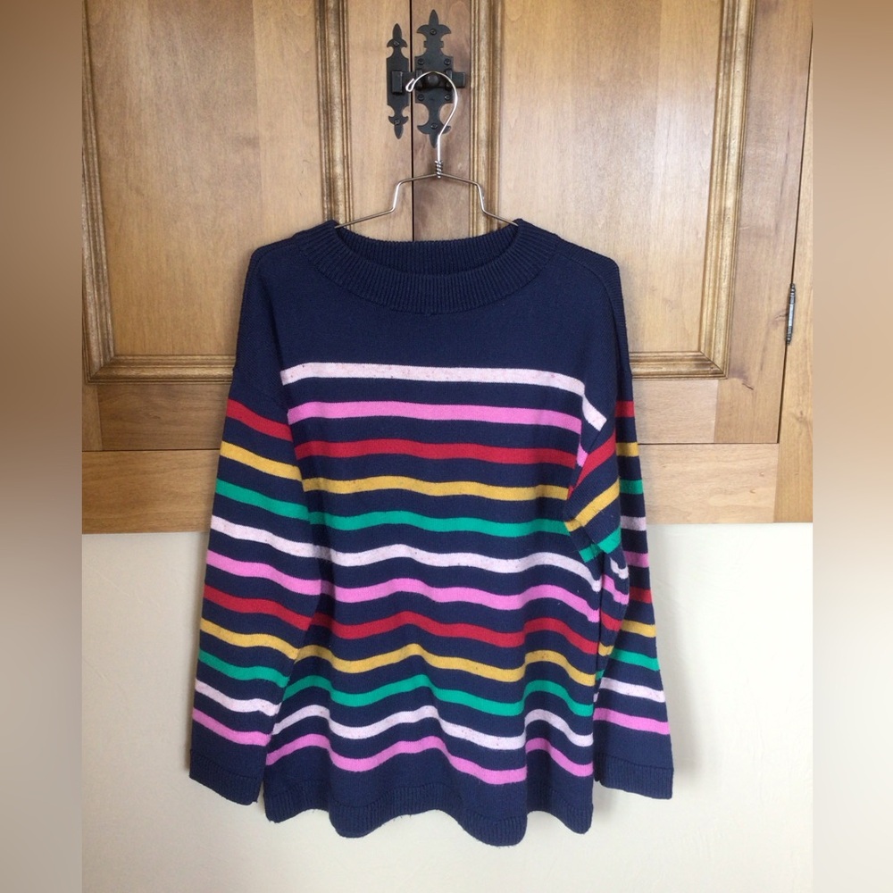 Women’s Lg Talbots slub cotton striped cozy sweater